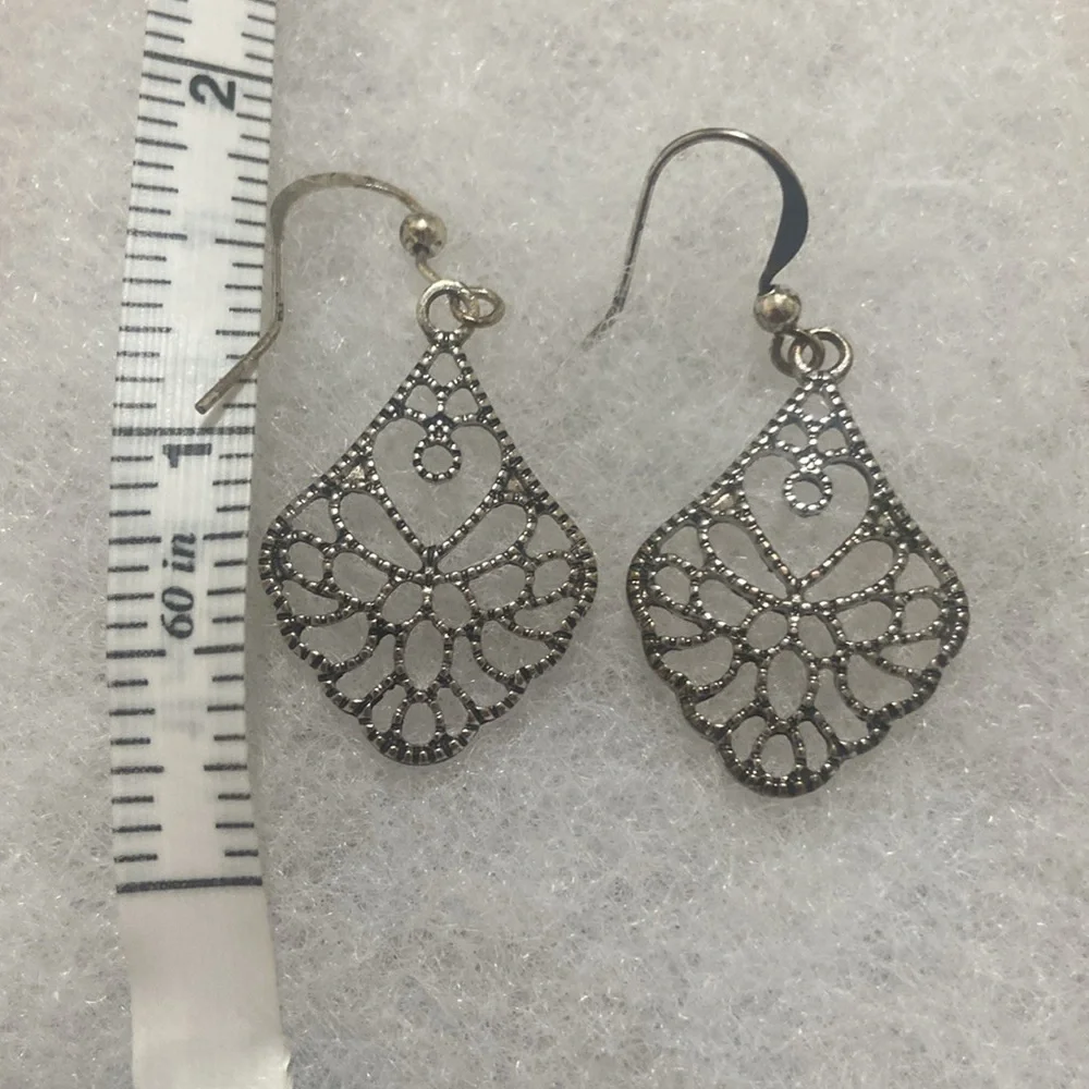 Vintage modern silver drop earrings